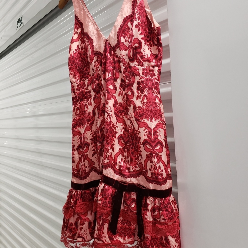Anthropologie Red and Cream Floral Mini Dress